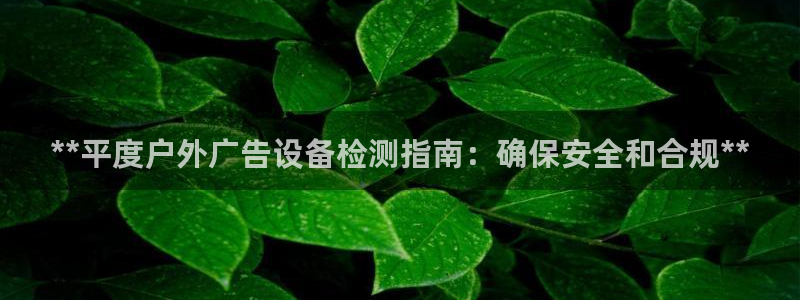 杏宇平台怎么样：**平度户外广告设备检测指南：确保安全和合规**