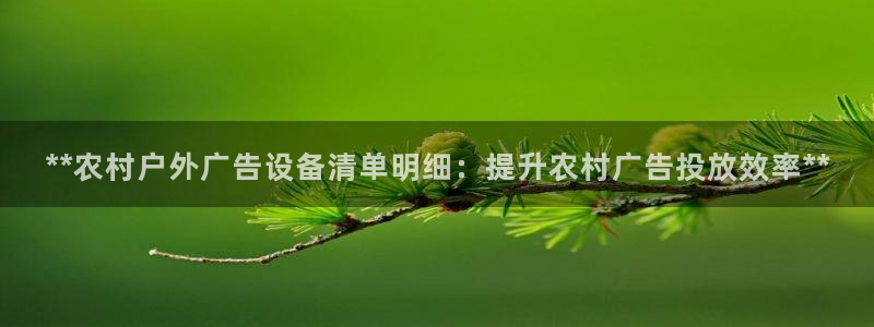 杏宇平台代理怎么样赚钱：**农村户外广告设备清单明细：提升农村广告投放效率**